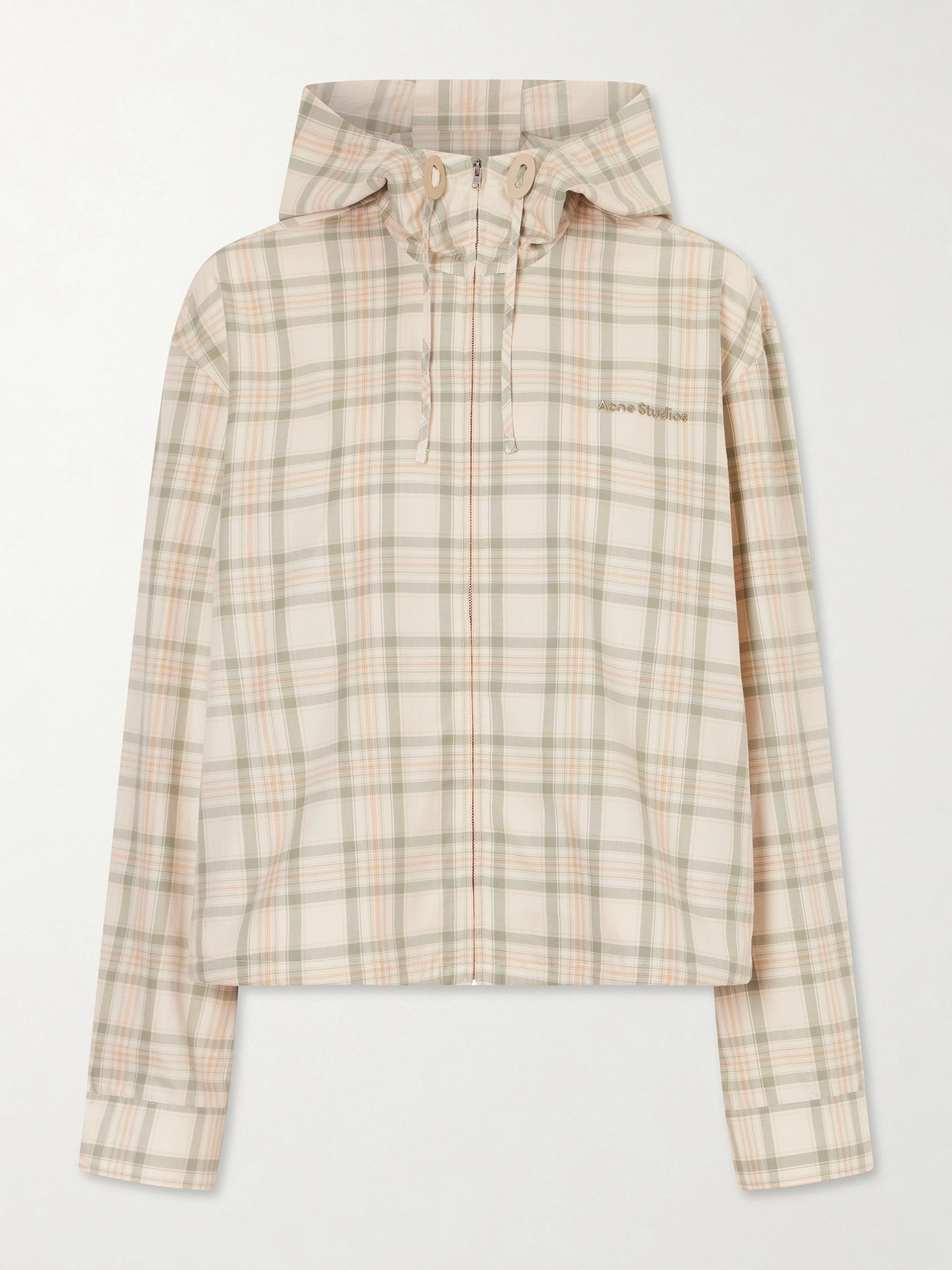 Acne Studios Cotton Checked-printed Jacket In Neutral