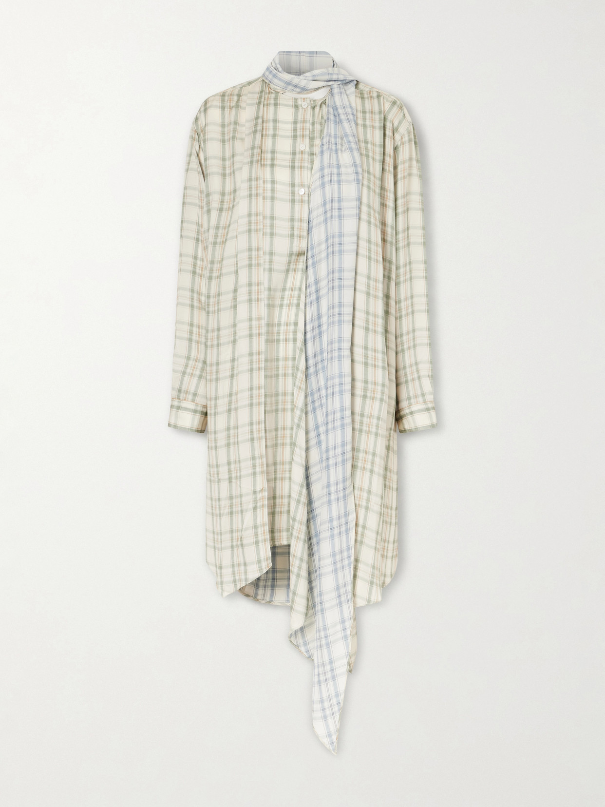 Acne Studios Scarf-detailed Checked Satin Midi Dress In Multi