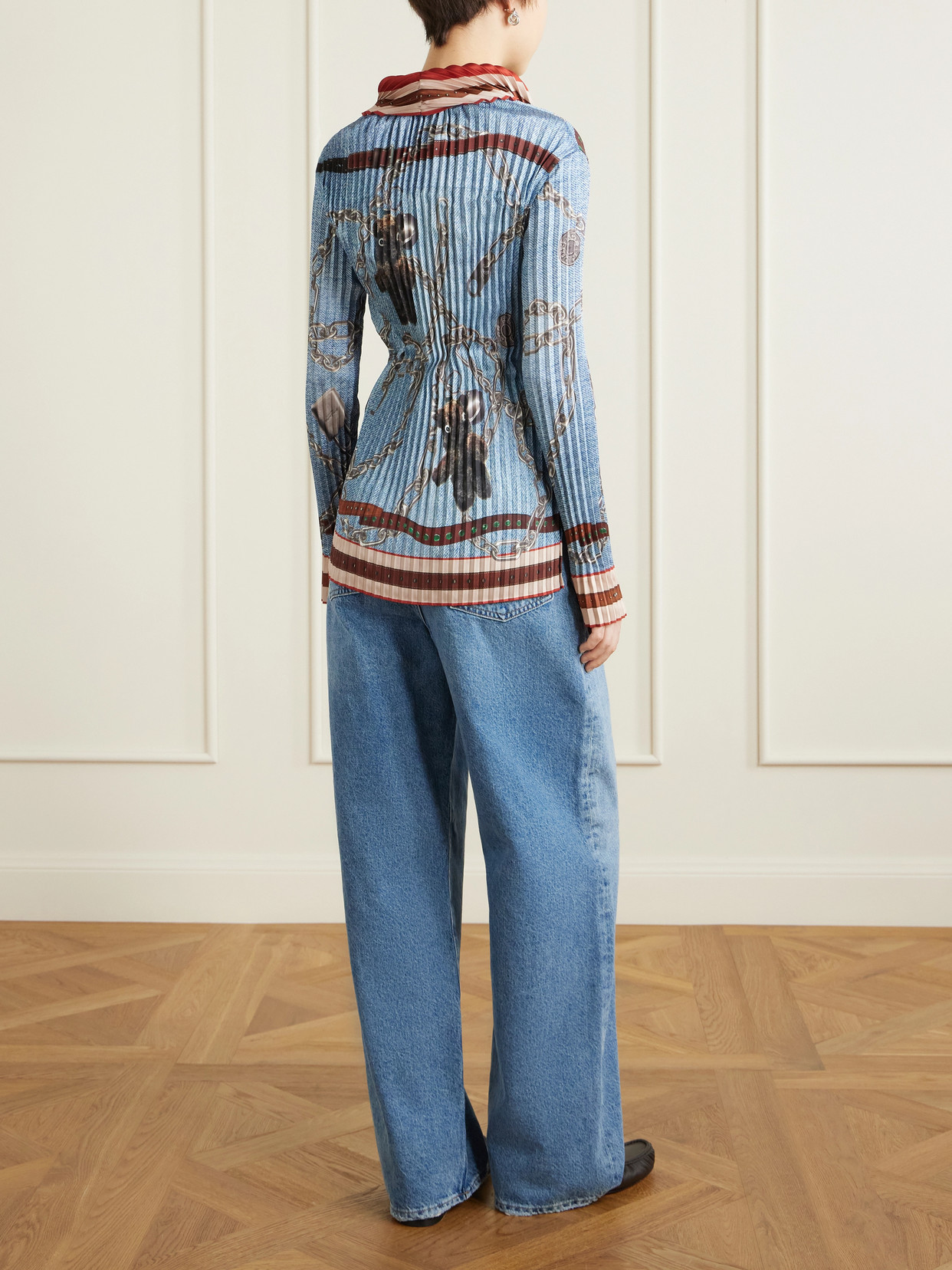 Pleated Satin-Twill Shirt