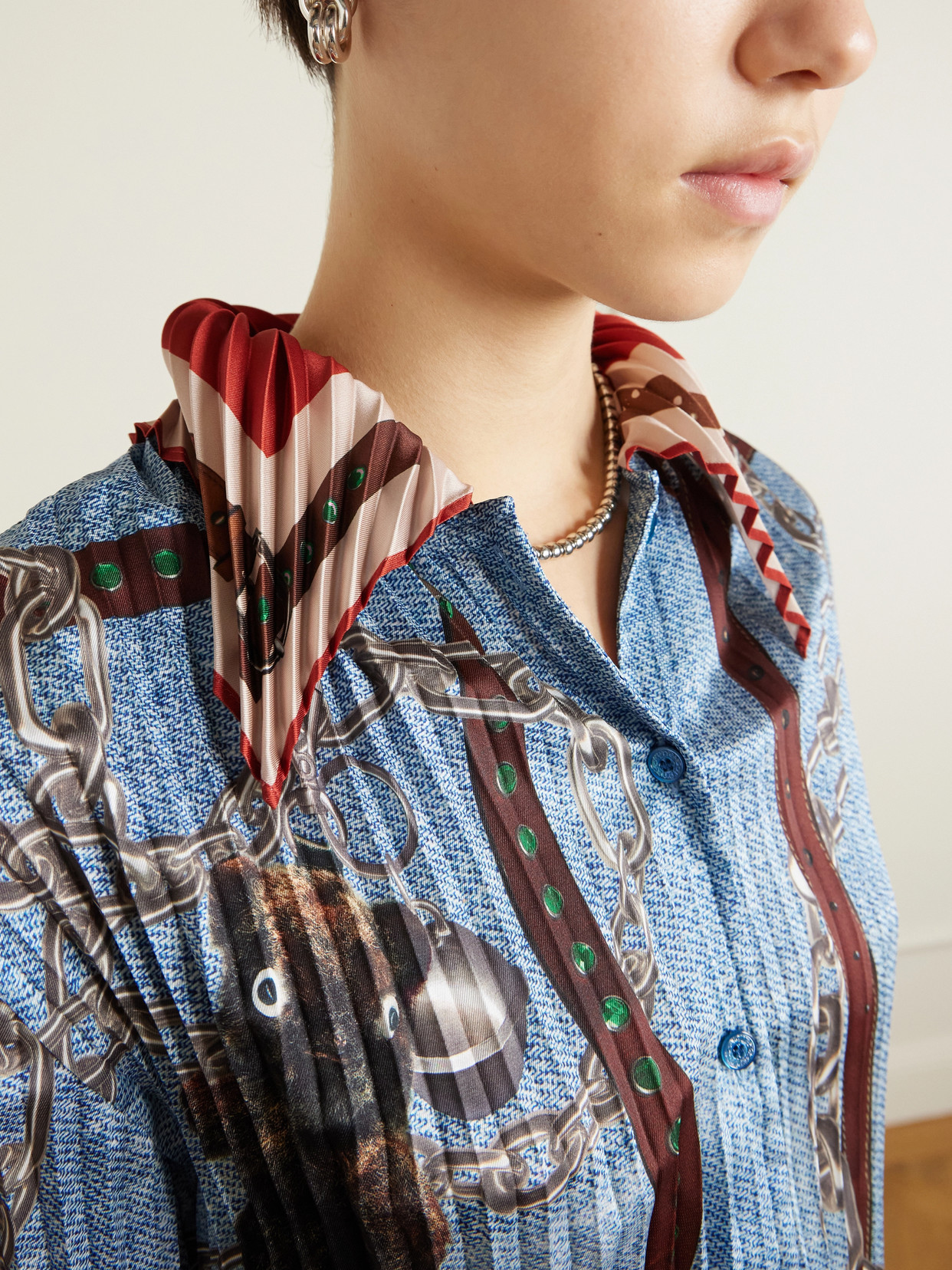 Pleated Satin-Twill Shirt
