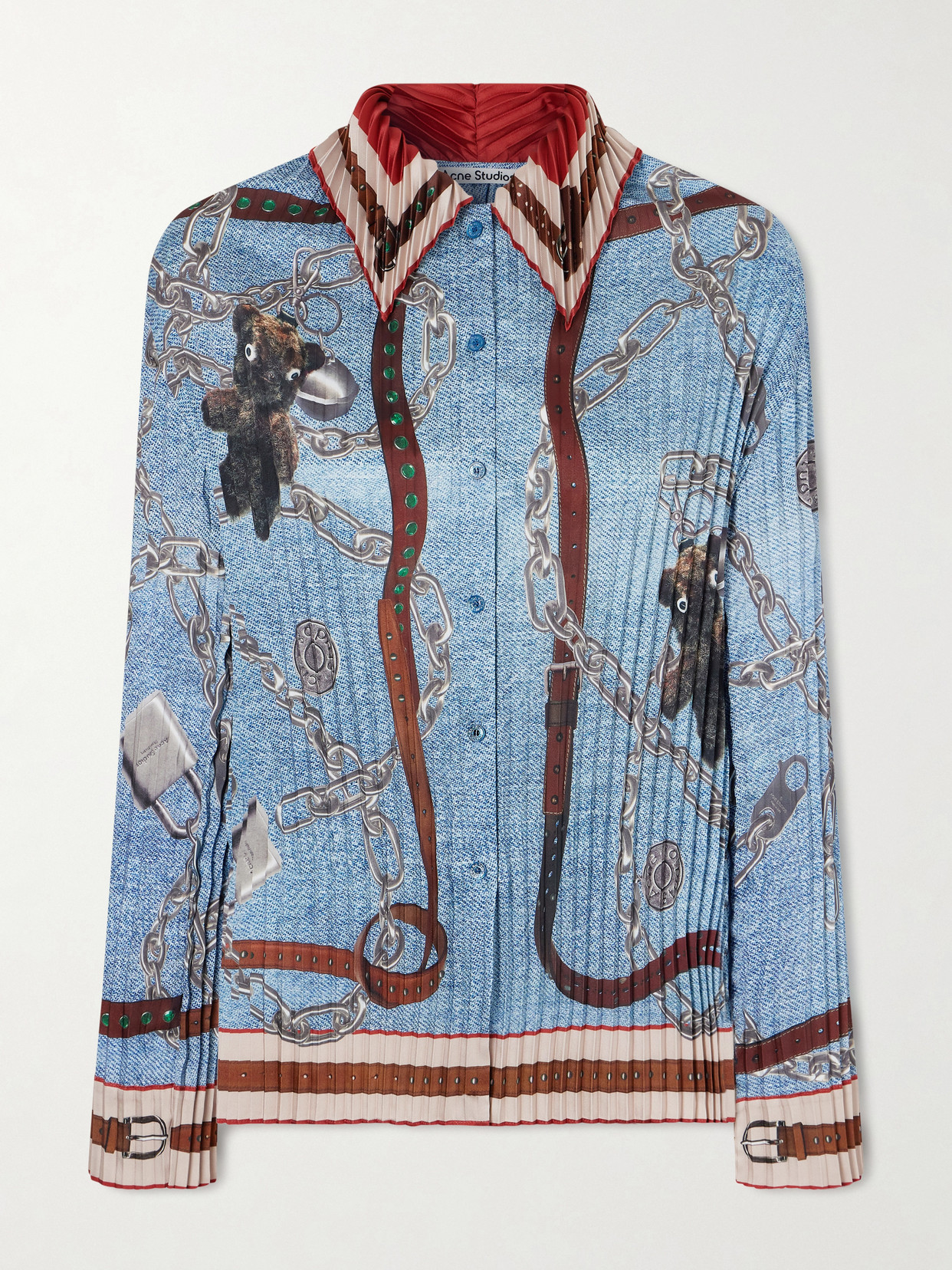 Pleated Satin-Twill Shirt