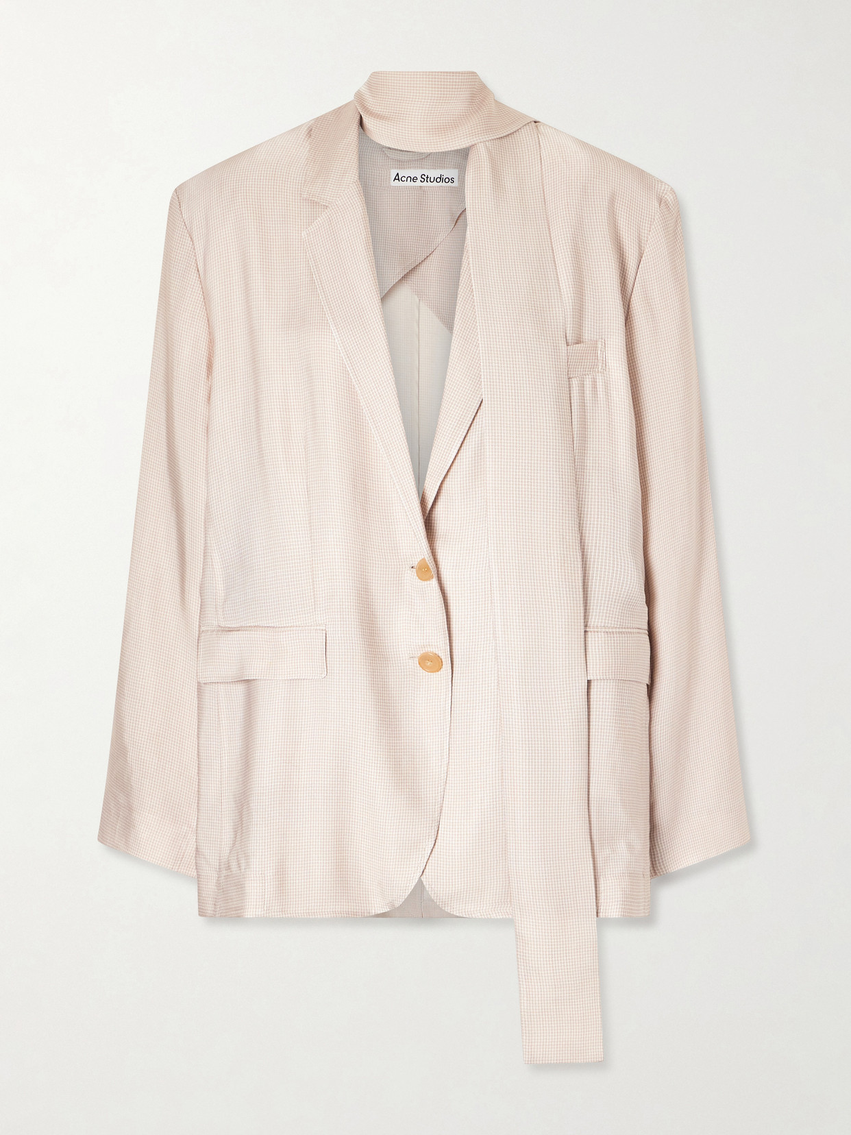 Acne Studios Oversized Scarf-detailed Checked Twill Blazer In Pink