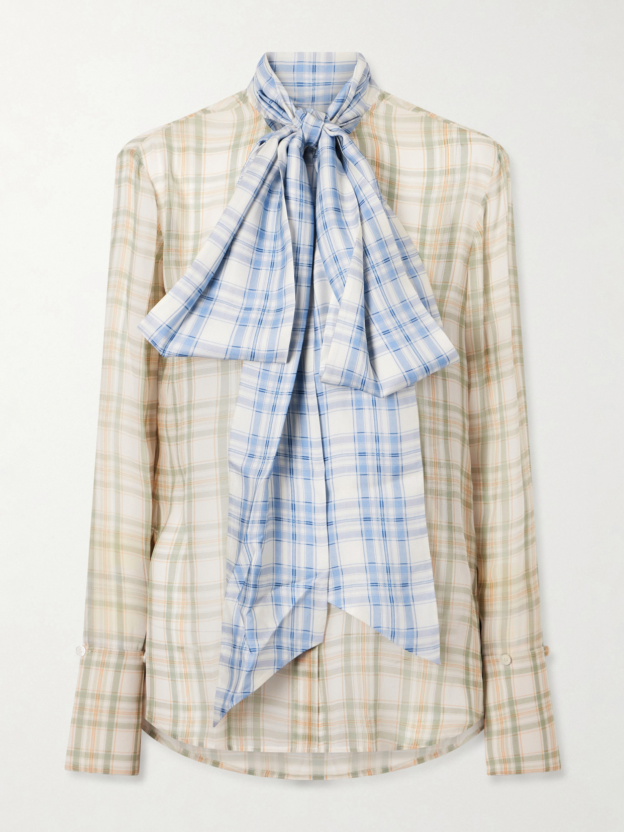 Acne Studios Serena Checked Silk-chiffon Shirt In Multi