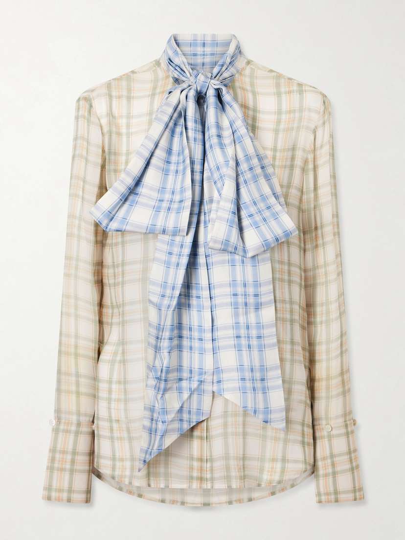 Acne Studios Serena Checked Silk-chiffon Shirt