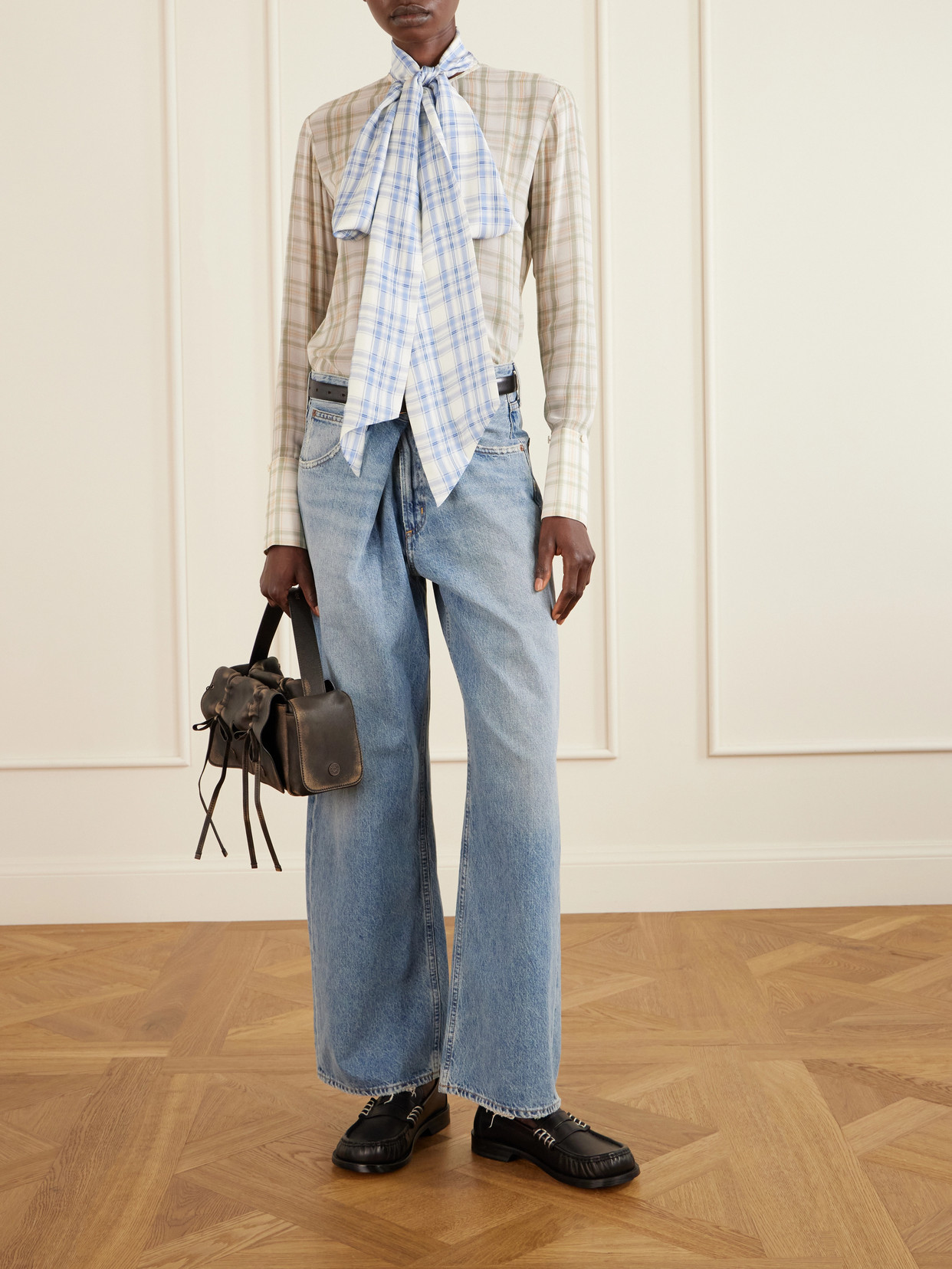 Serena Checked Silk-Chiffon Shirt