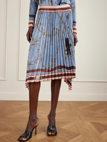 Acne Studios Pleated printed satin midi skirt