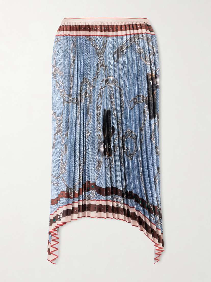 Acne Studios Pleated Printed Satin Midi Skirt