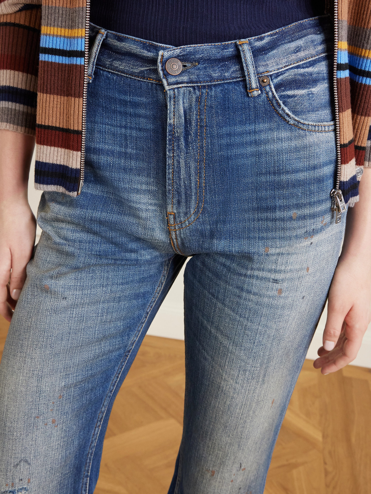 Acne Studios Distressed High-rise Flared Jeans In Blue