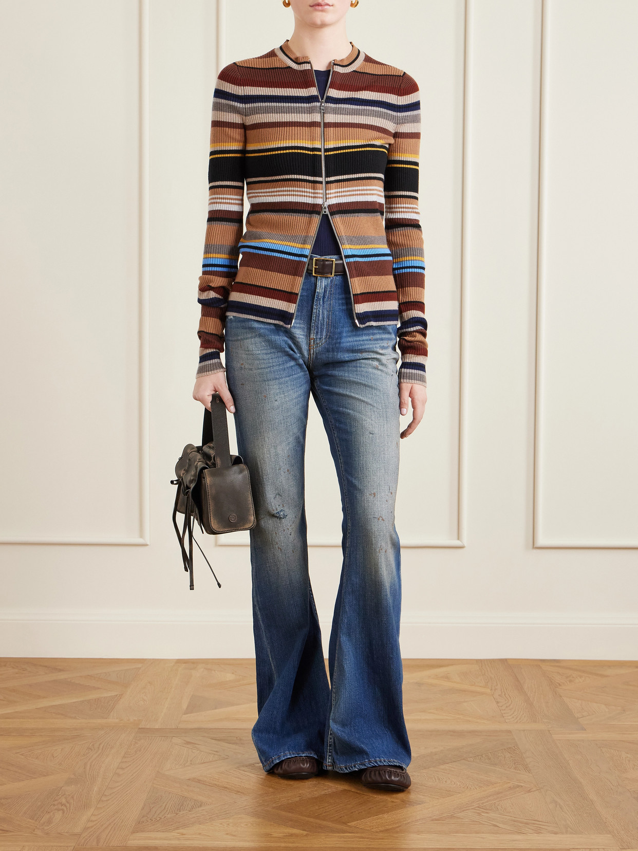Acne Studios Distressed High-rise Flared Jeans In Blue