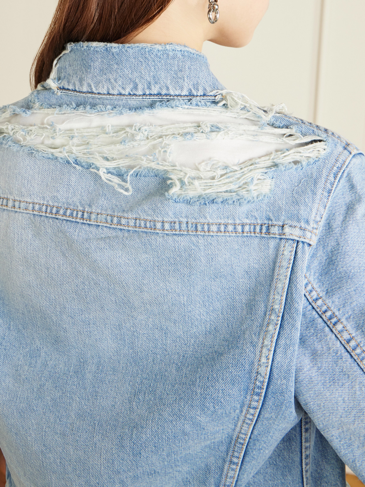 Acne Studios Distressed Organic Denim Jacket In Blue
