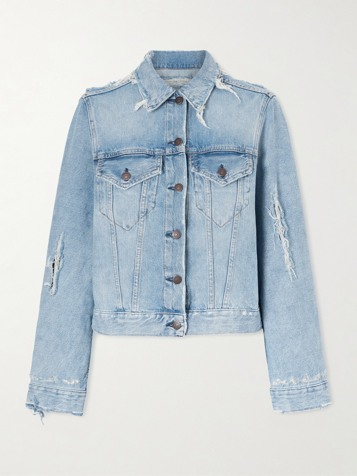 Acne Studios Distressed Organic Denim Jacket In Blue
