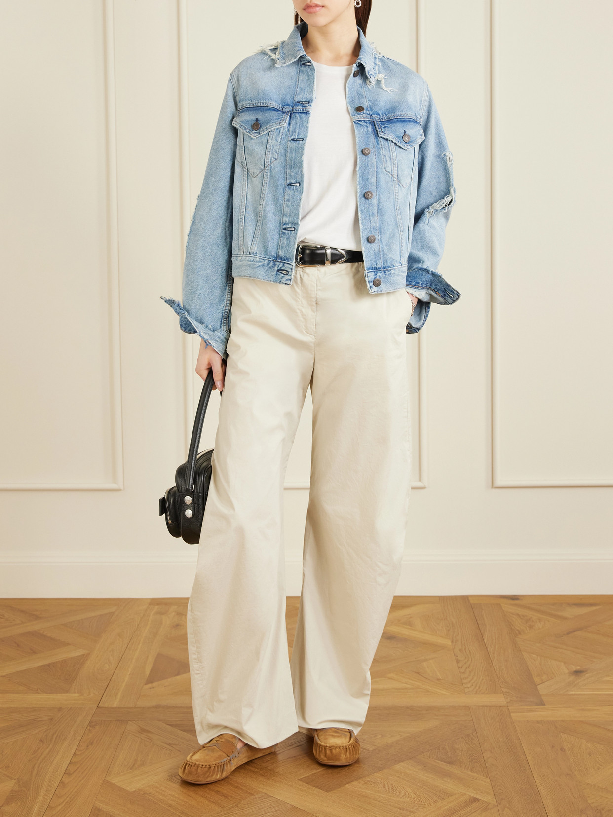 Acne Studios Distressed Organic Denim Jacket In Blue