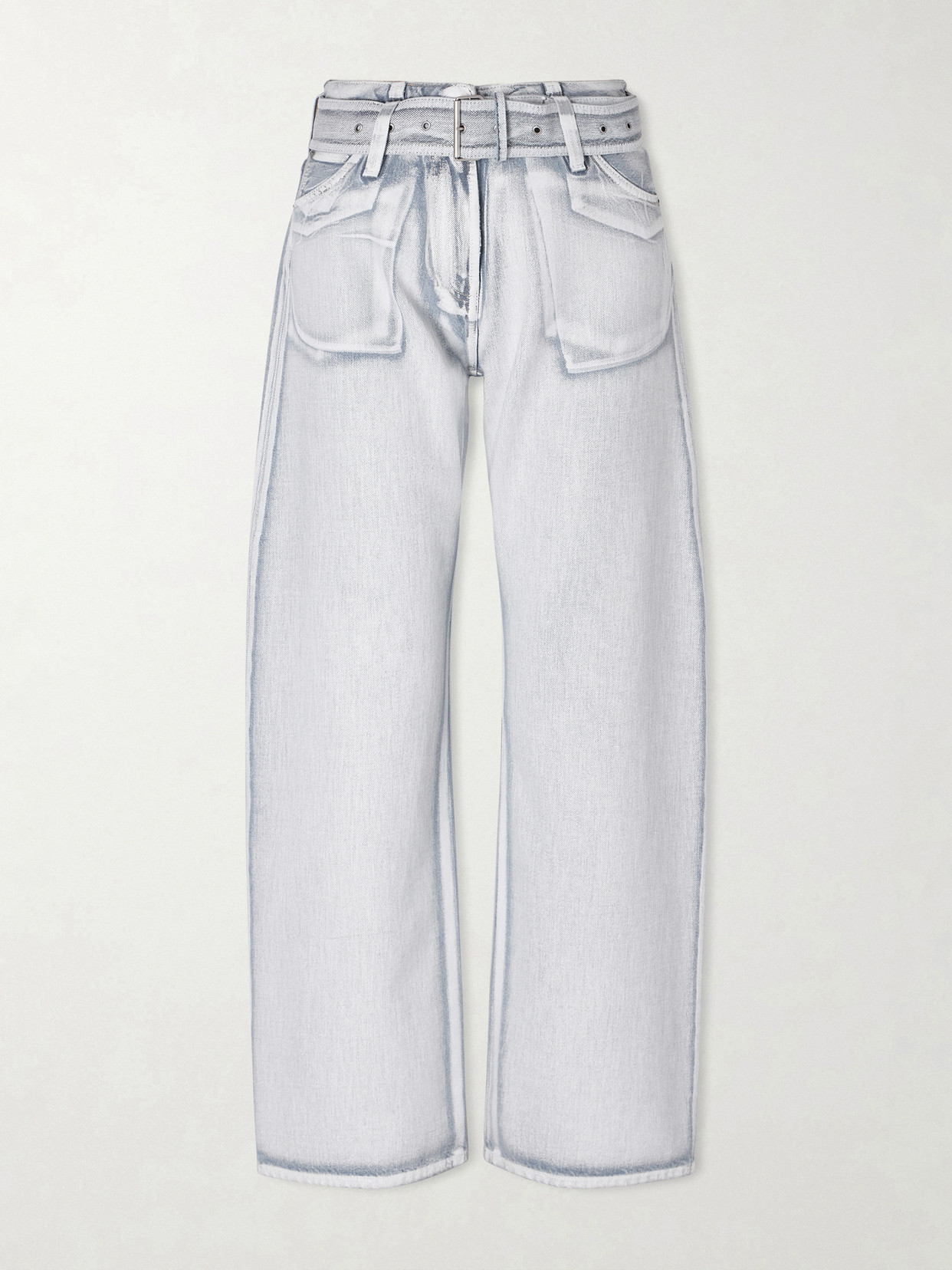 Trompe L'Oeil Coated Low-Rise Straight-Leg Jeans
