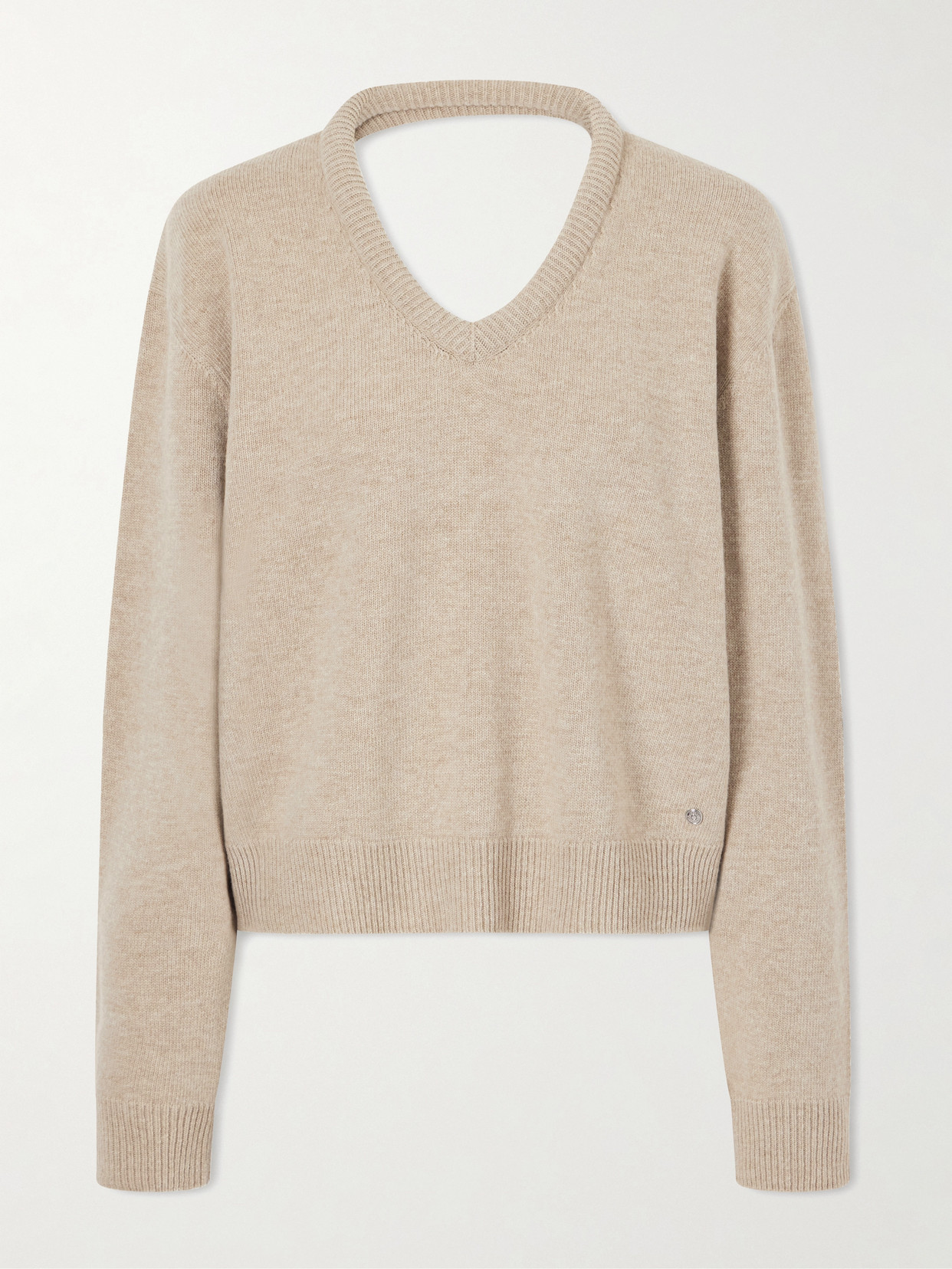 Acne Studios Leather-trimmed Wool Sweater In Neutral