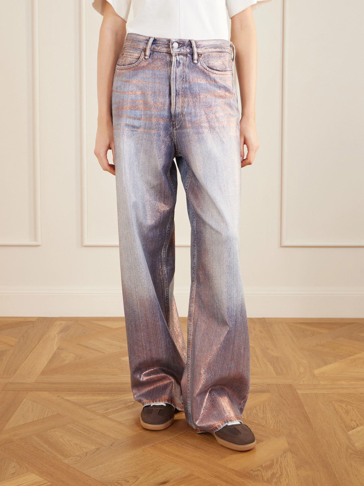 Acne Studios Glittered Wide-leg Pants In Multi