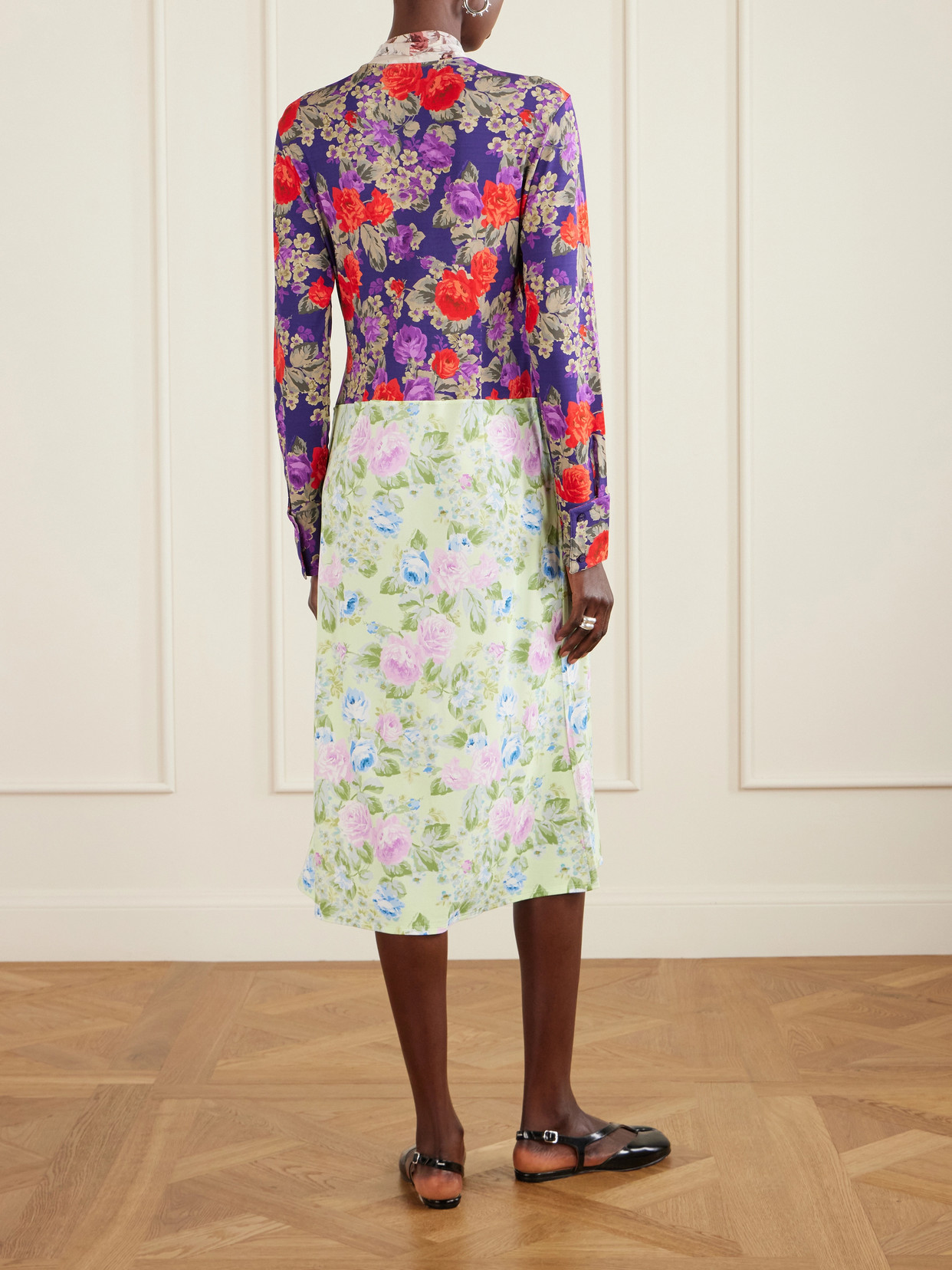 Acne Studios Scarf-detailed Floral-print Crepe Midi Dress In Multi