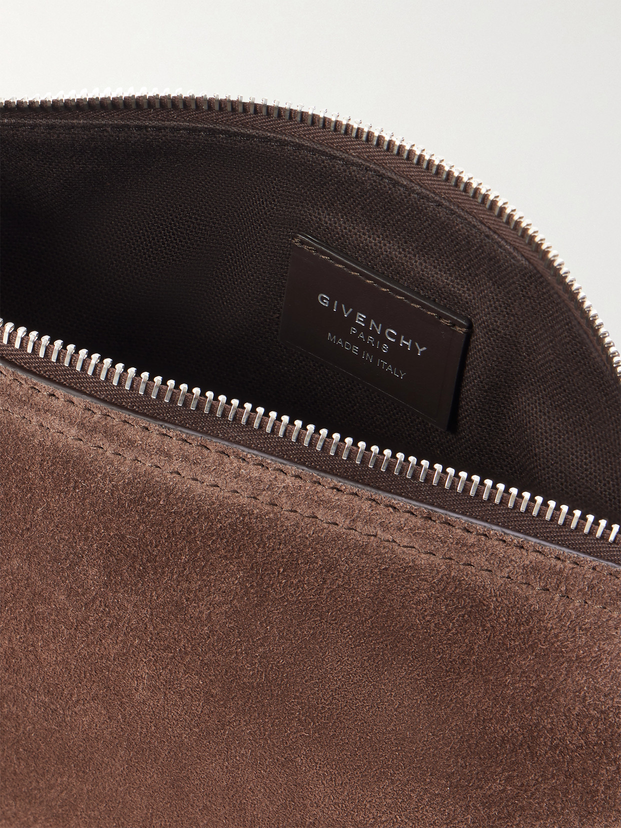 Givenchy Womens Ebony Brown Silver Voyou Medium Suede Shoulder Bag