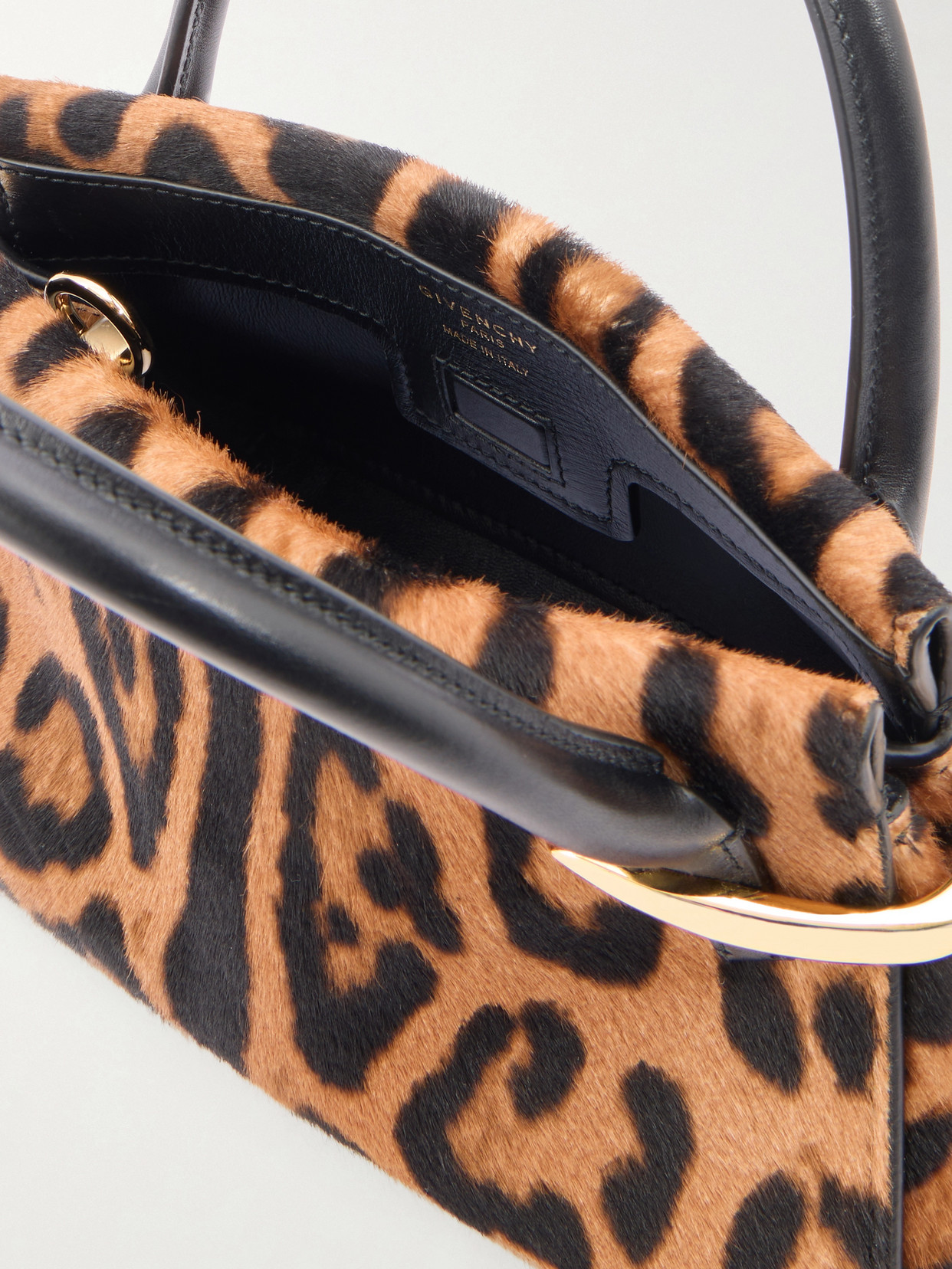 Givenchy Pinch Mini Embellished Leopard-print Calf-hair Shoulder Bag In Multi