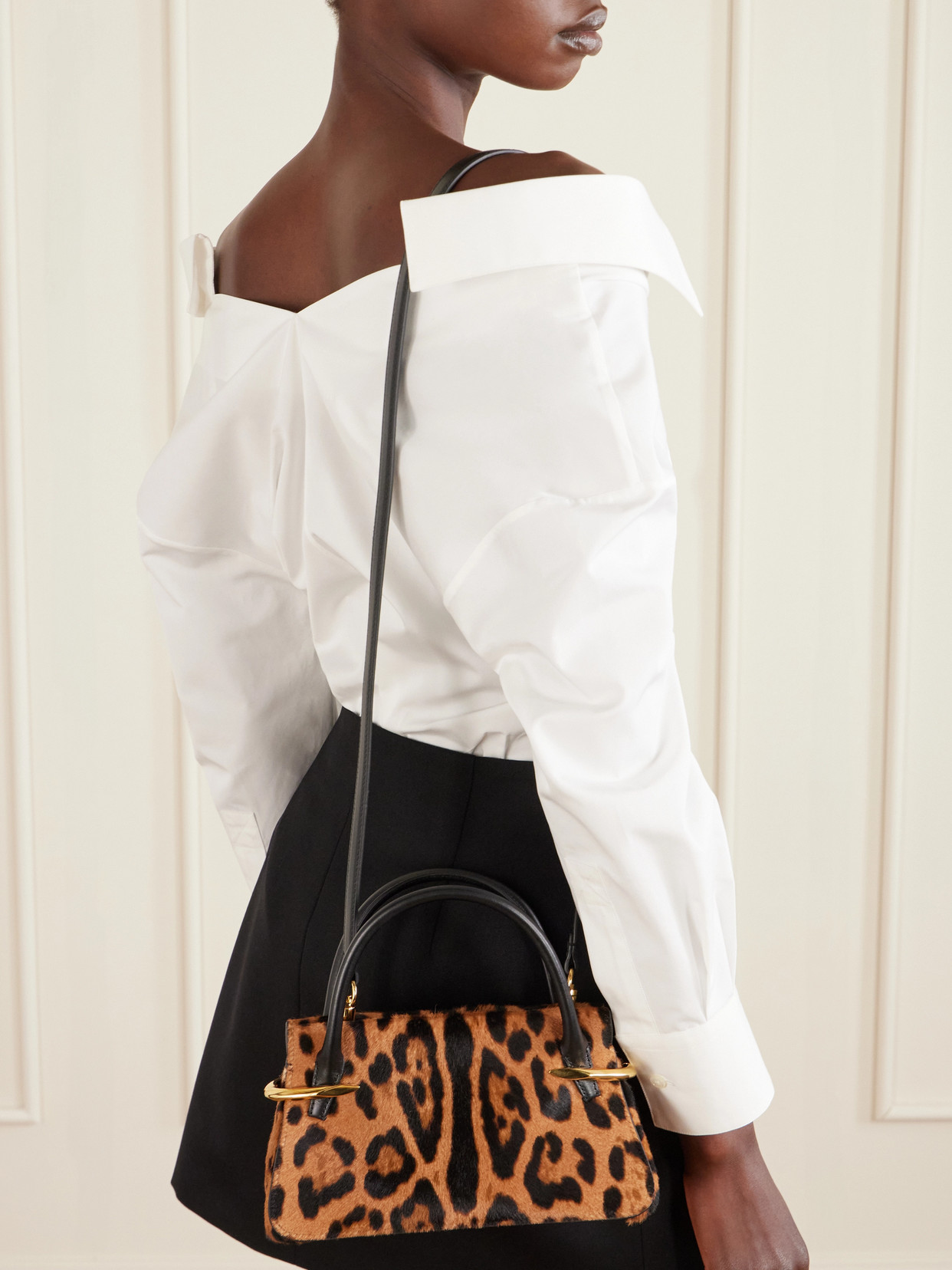 Givenchy Pinch Mini Embellished Leopard-print Calf-hair Shoulder Bag In Multi