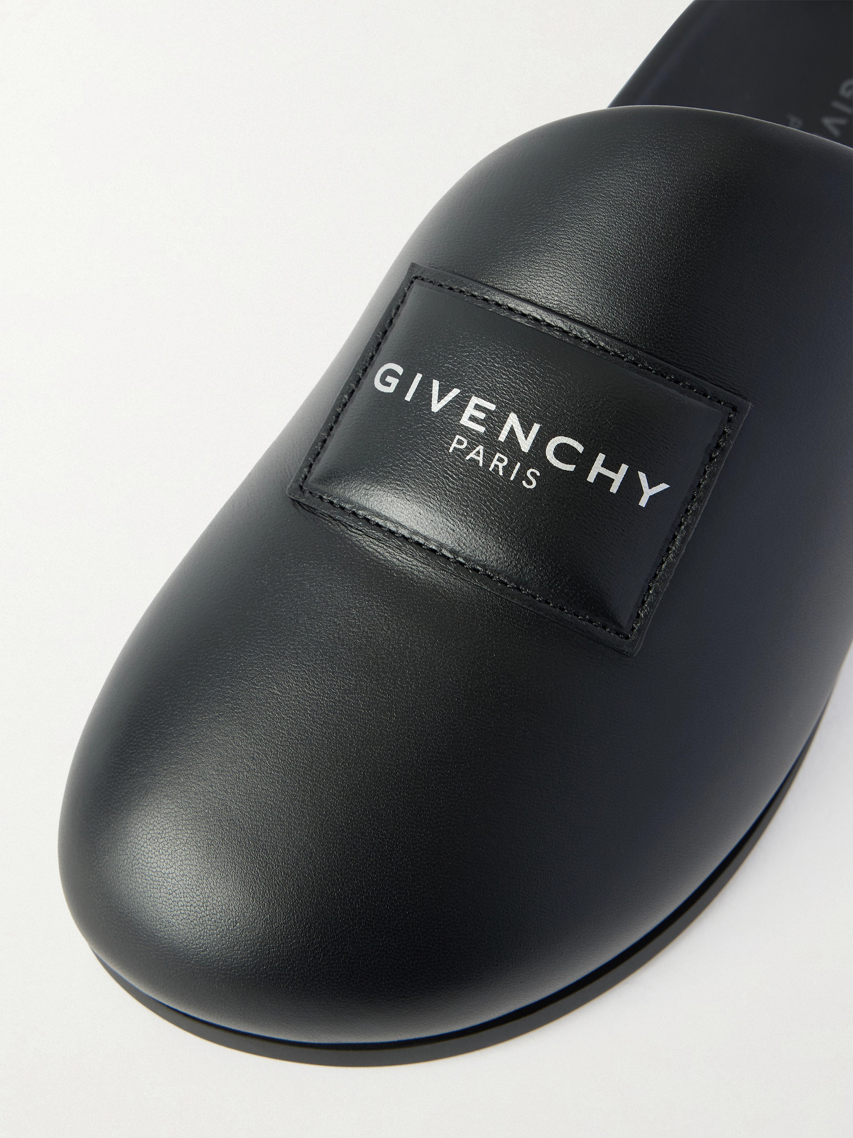 Givenchy Label Flat Mules In Black Nappa Leather Women In Multi