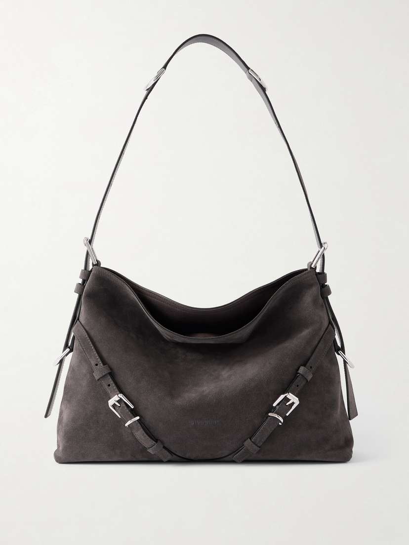 Givenchy Voyou Medium Buckled Suede Shoulder Bag