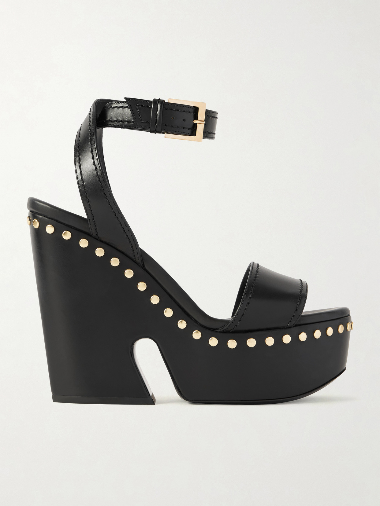 Givenchy Clog Platform Sandals In Leather With Studs Detail In Black