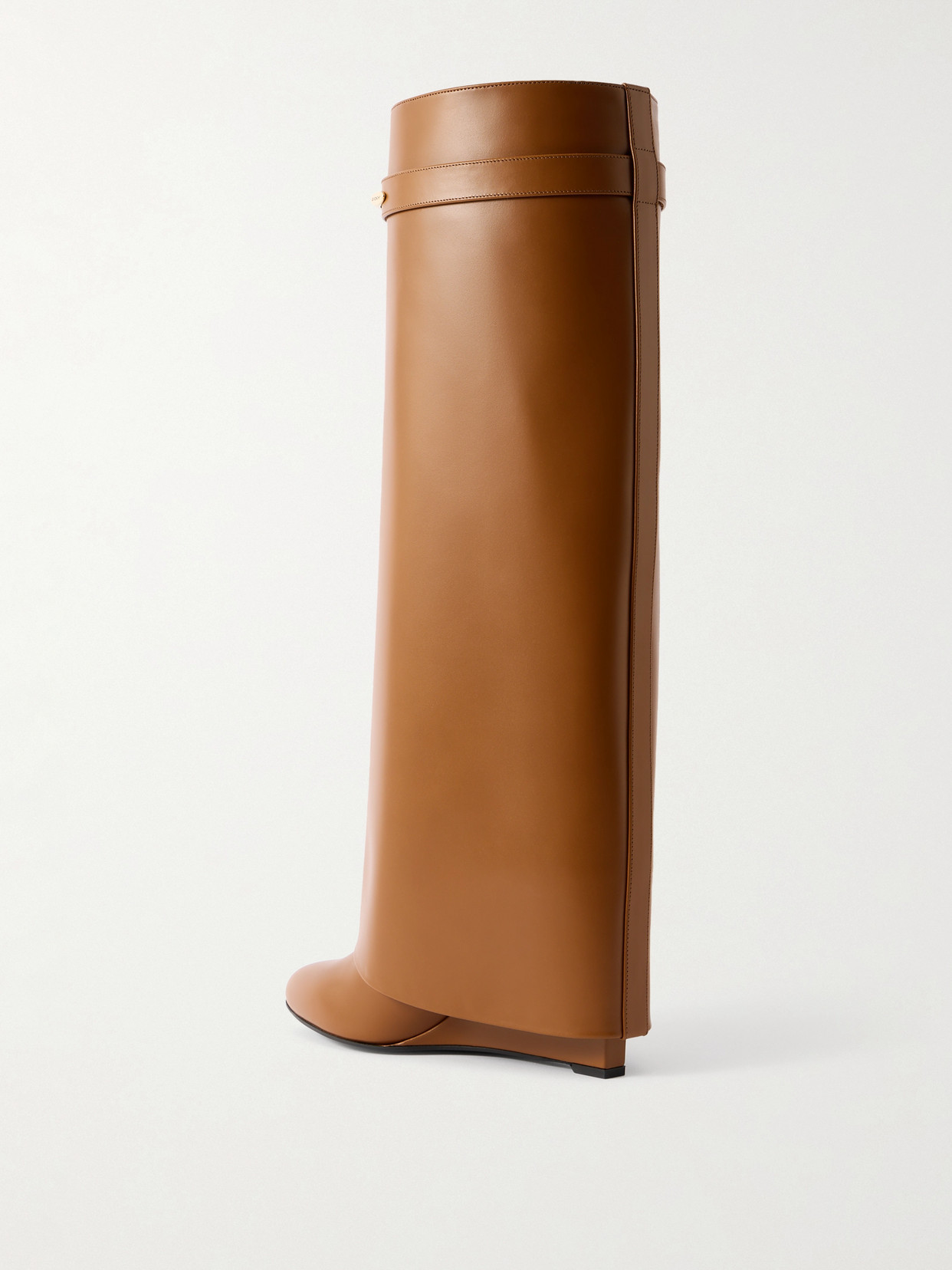 Givenchy Leather Shark Lock Knee High Boots 90 In Brown