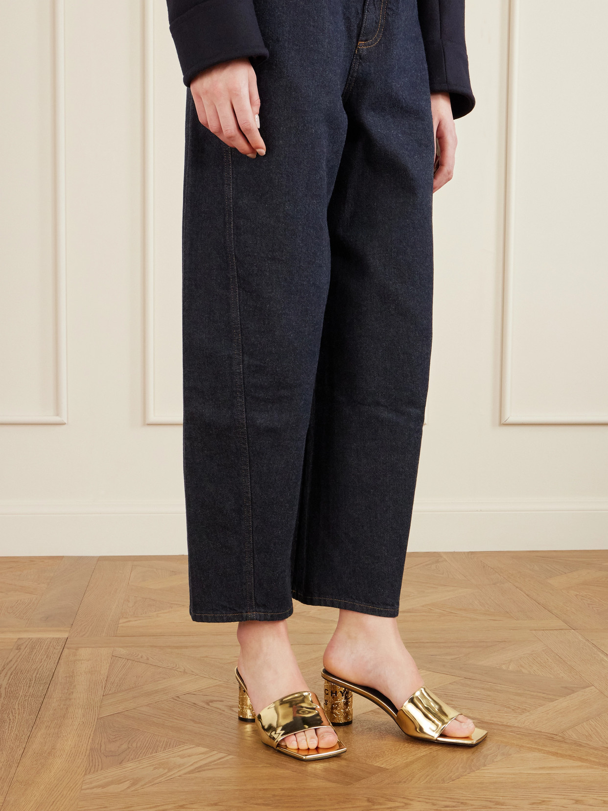 Givenchy Tape Heeled Mules In Mirror Effect Leather In Multi