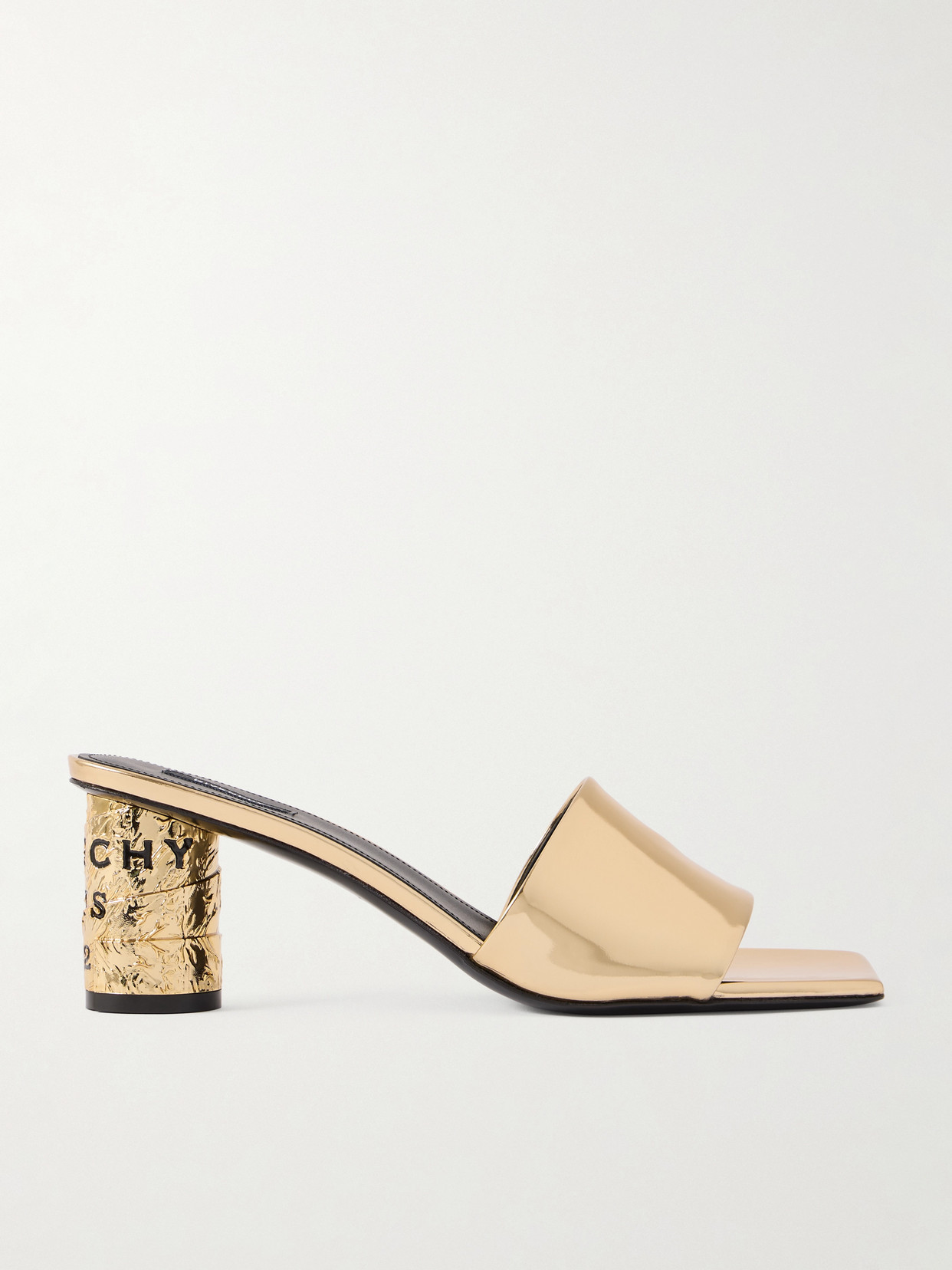 Givenchy Tape Heeled Mules In Mirror Effect Leather In Multi