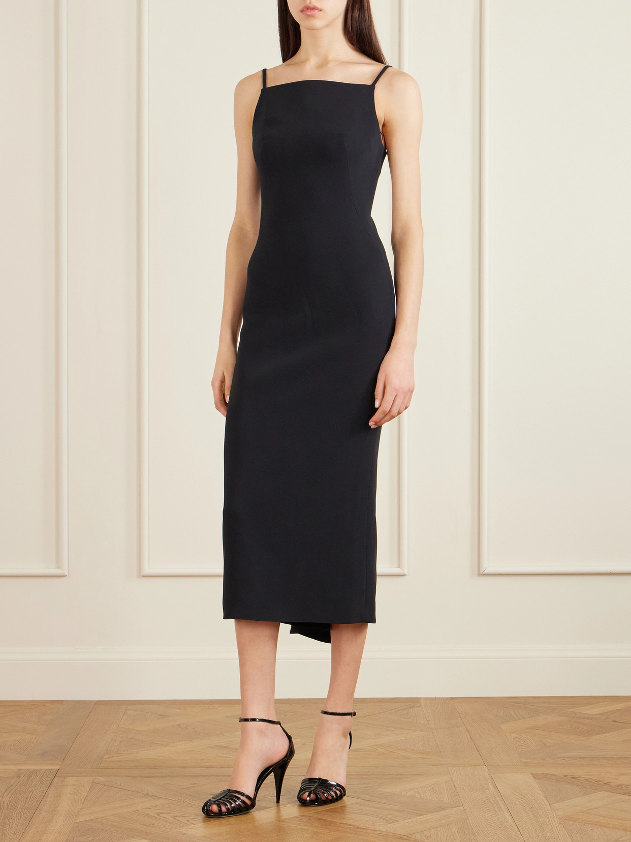 Givenchy Cage Heel Sandals Patent Leather Ankle Strap In Black