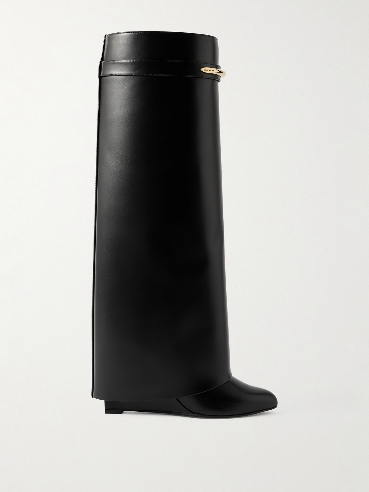 Givenchy Shark Leather Knee Boots In Black