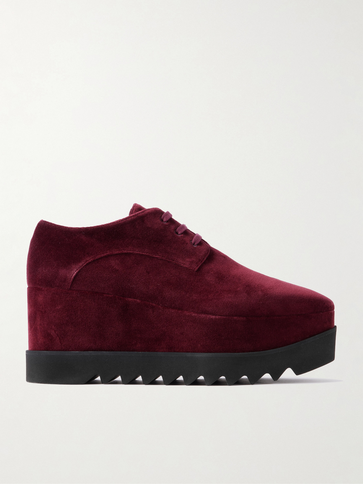 Stella Mccartney Elyse Velvet Platform Brogues In Burgundy