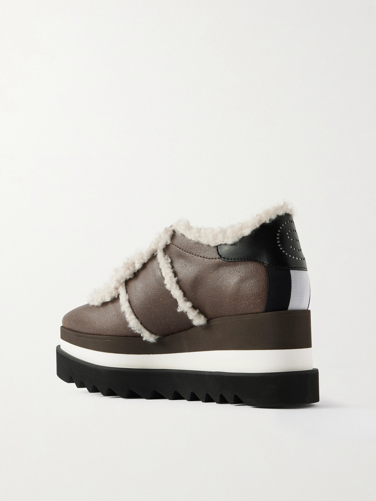 Stella Mccartney Sneak-elyes Fleece-trimmed Brushed Sneakers In Brown