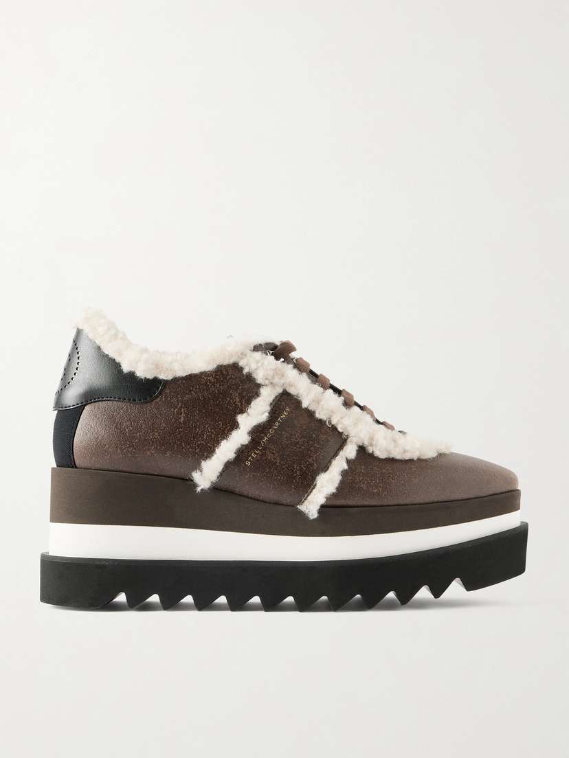 Stella McCartney Sneak-elyes Fleece-trimmed Brushed Sneakers