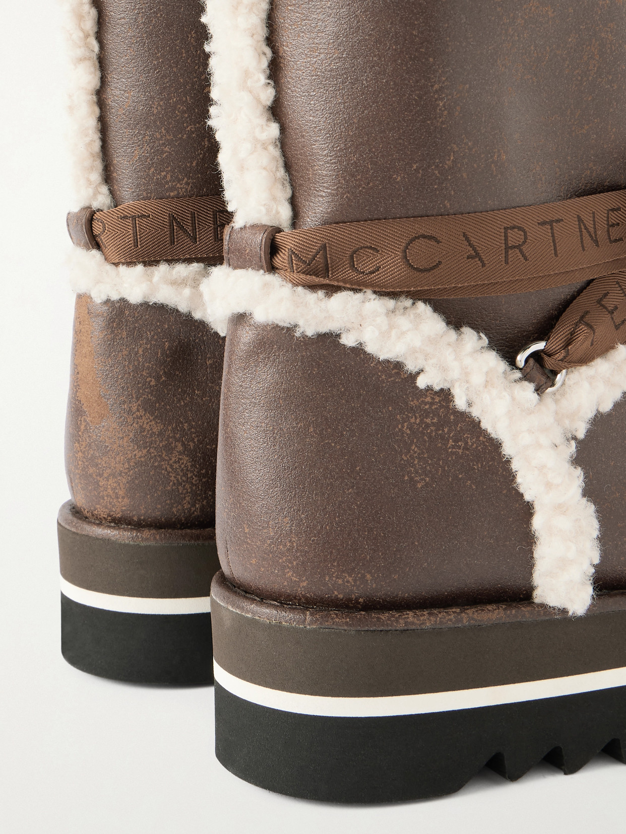 Stella Mccartney Sneak-elyse Fleece-trimmed Vegetarian Boots In Brown