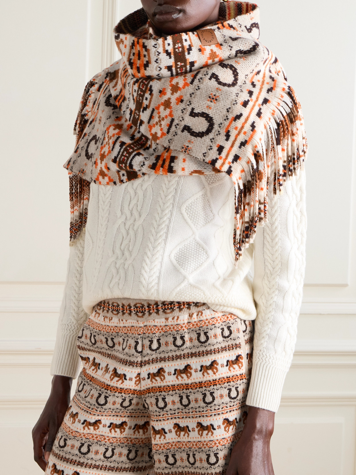 Stella Mccartney Fringed Wool Scarf In Multi