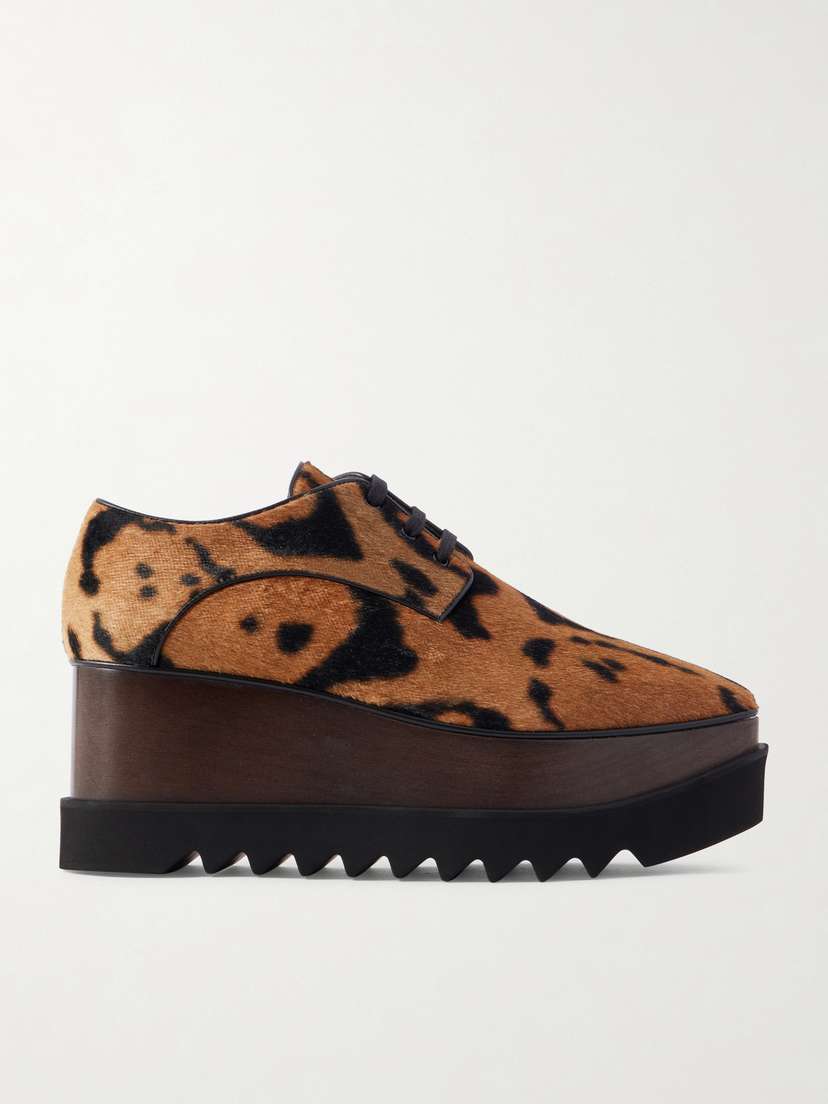 Stella McCartney Elyse Animal-print Velvet Platform Brogues