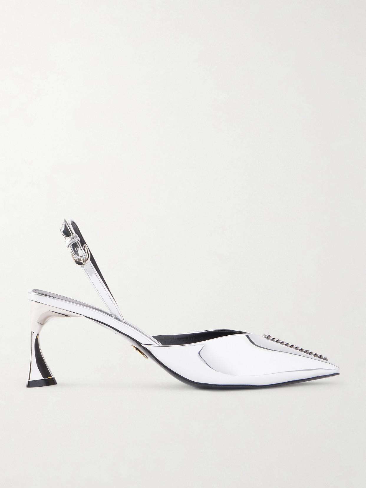 Stella Mccartney Elsa Embellished Metallic Slingback Pumps In Silver