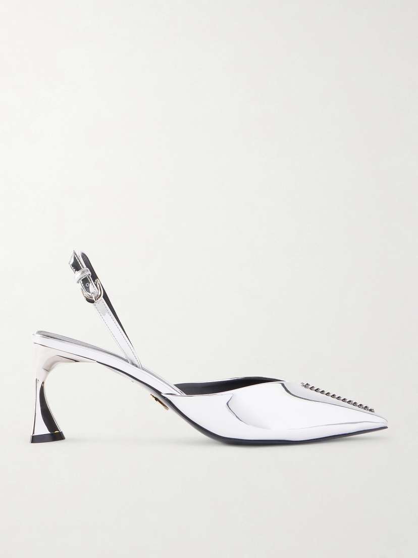 Stella McCartney Elsa Embellished Metallic Slingback Pumps