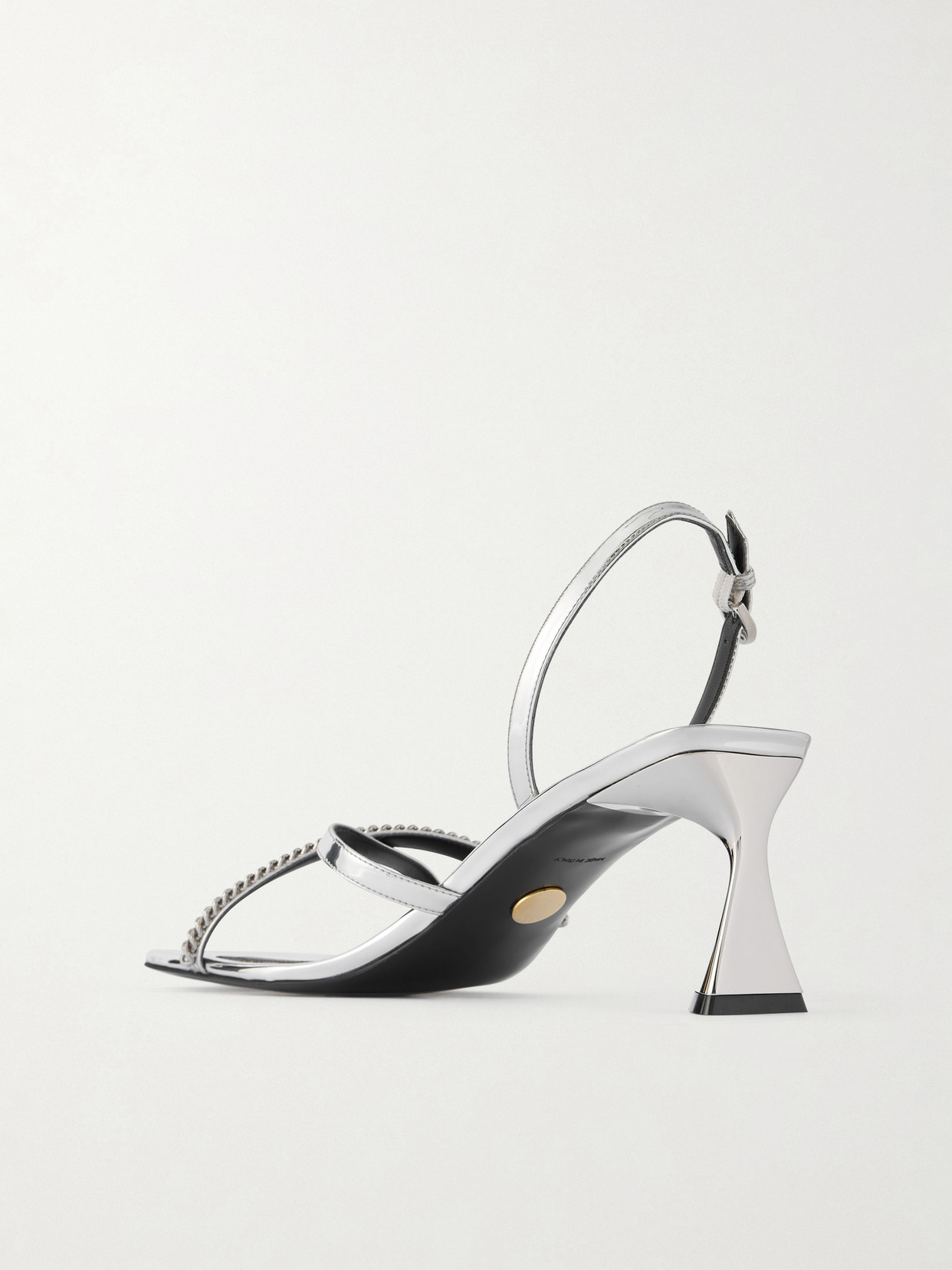 Stella Mccartney Elsa Embellished Mirrored Slingback Sandals In Silver