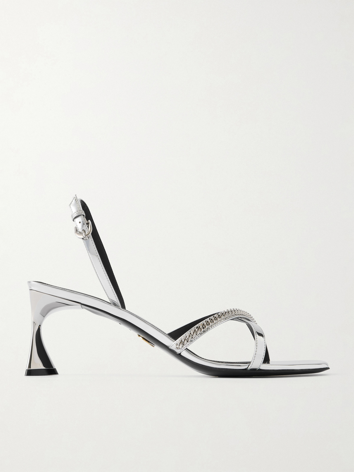 Stella Mccartney Elsa Embellished Mirrored Slingback Sandals In Silver