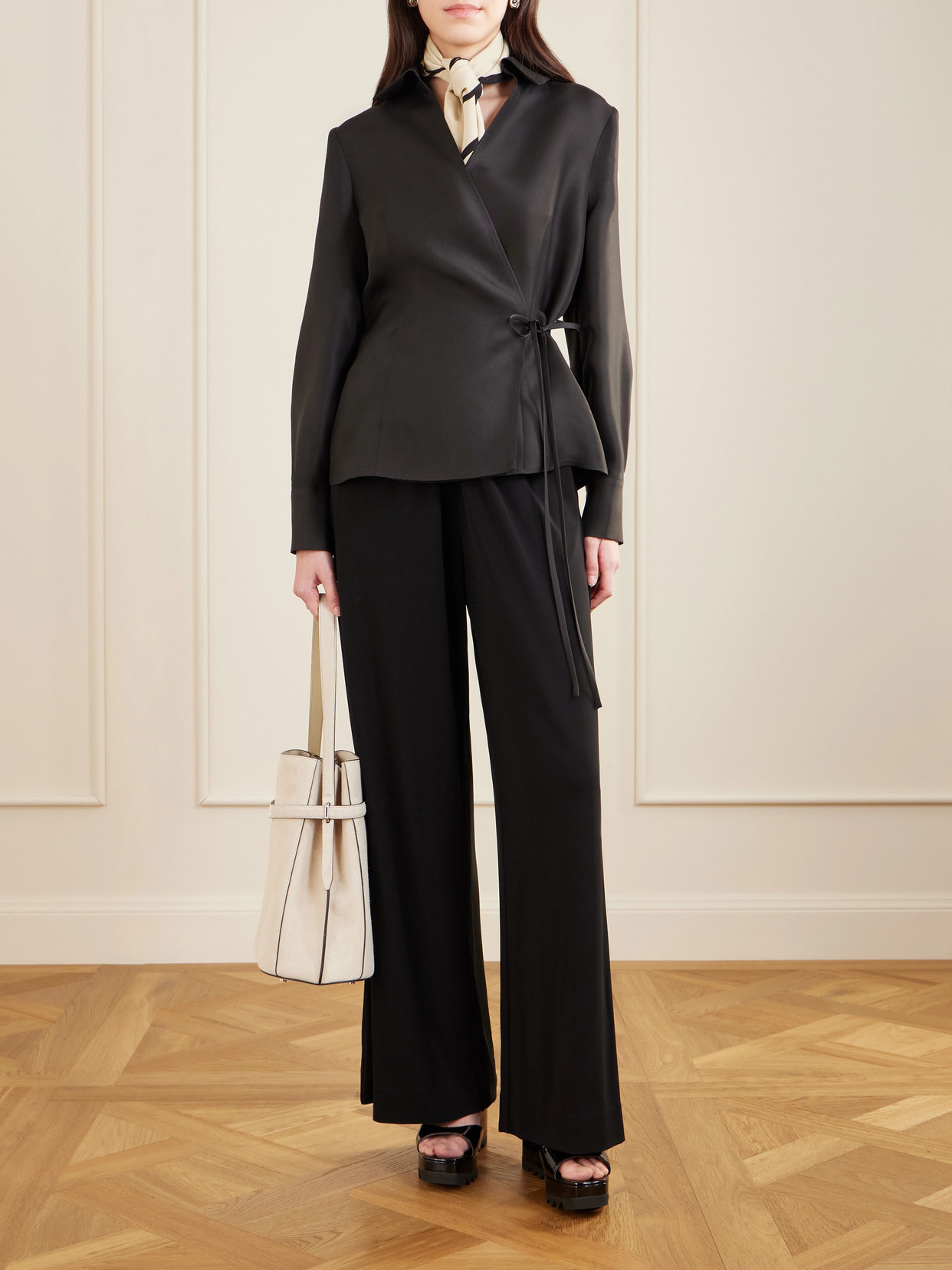 Stella Mccartney Platform Sandals Nylon Ankle Strap Silk Upper In Black