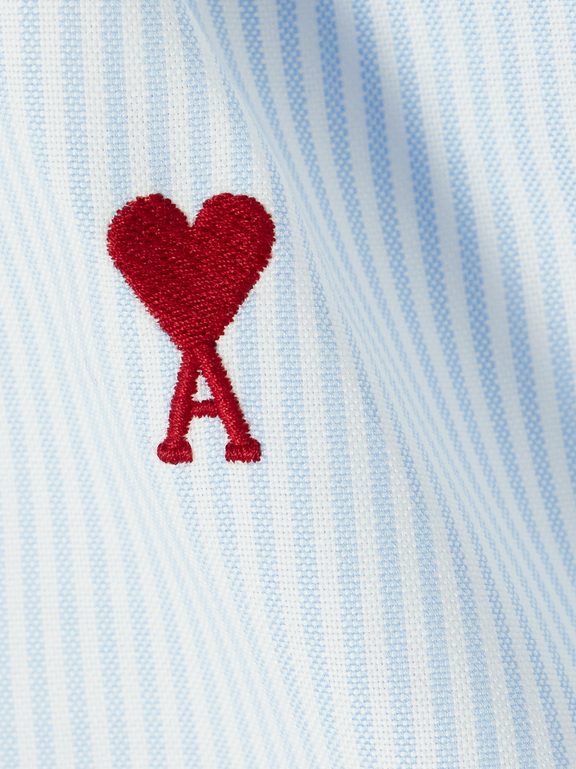 Ami Paris Embroidered striped cotton Oxford shirt