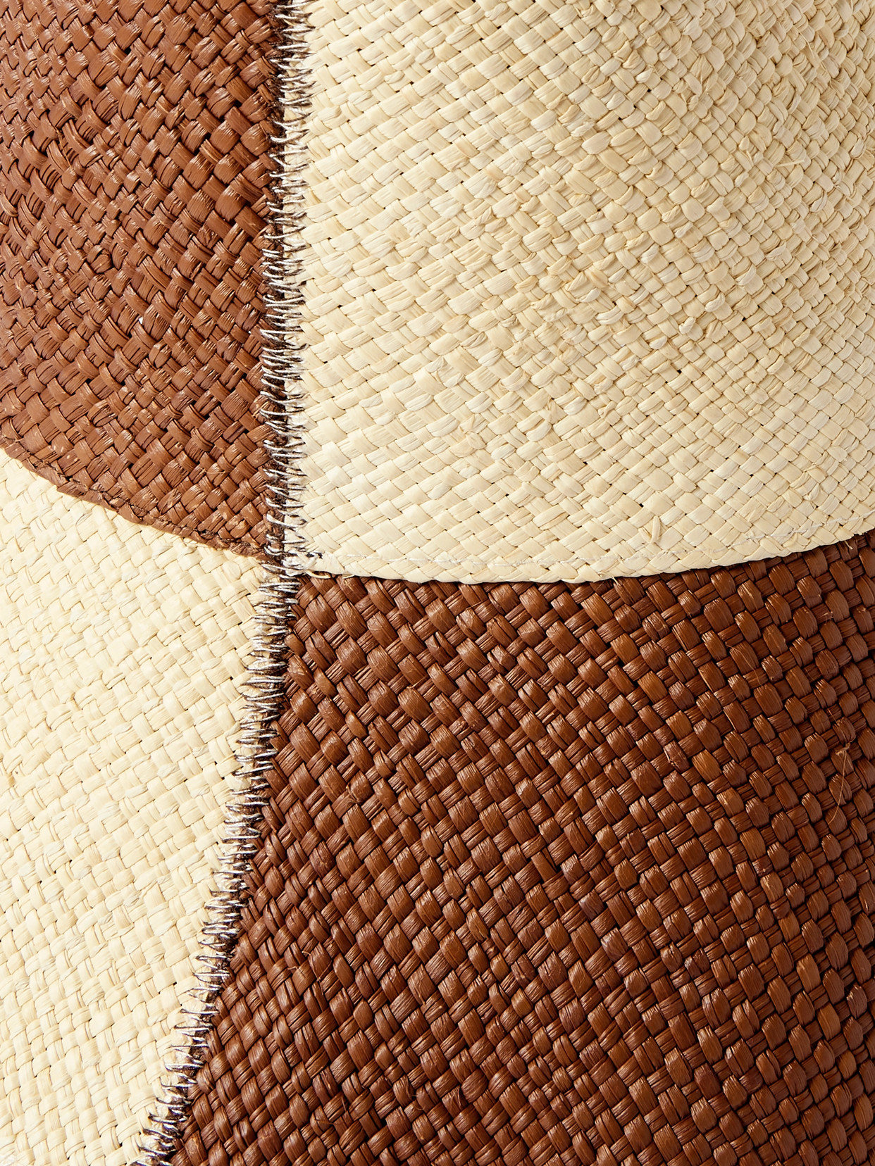 Johanna Ortiz + Artesano Heaven And Earth Checked Straw Bucket Hat In Brown