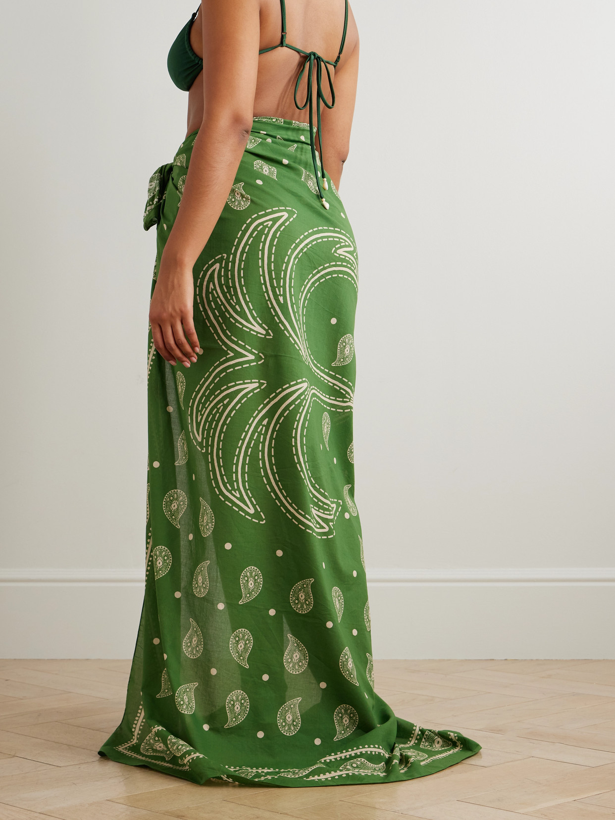 Johanna Ortiz Printed Cotton Pareo In Green