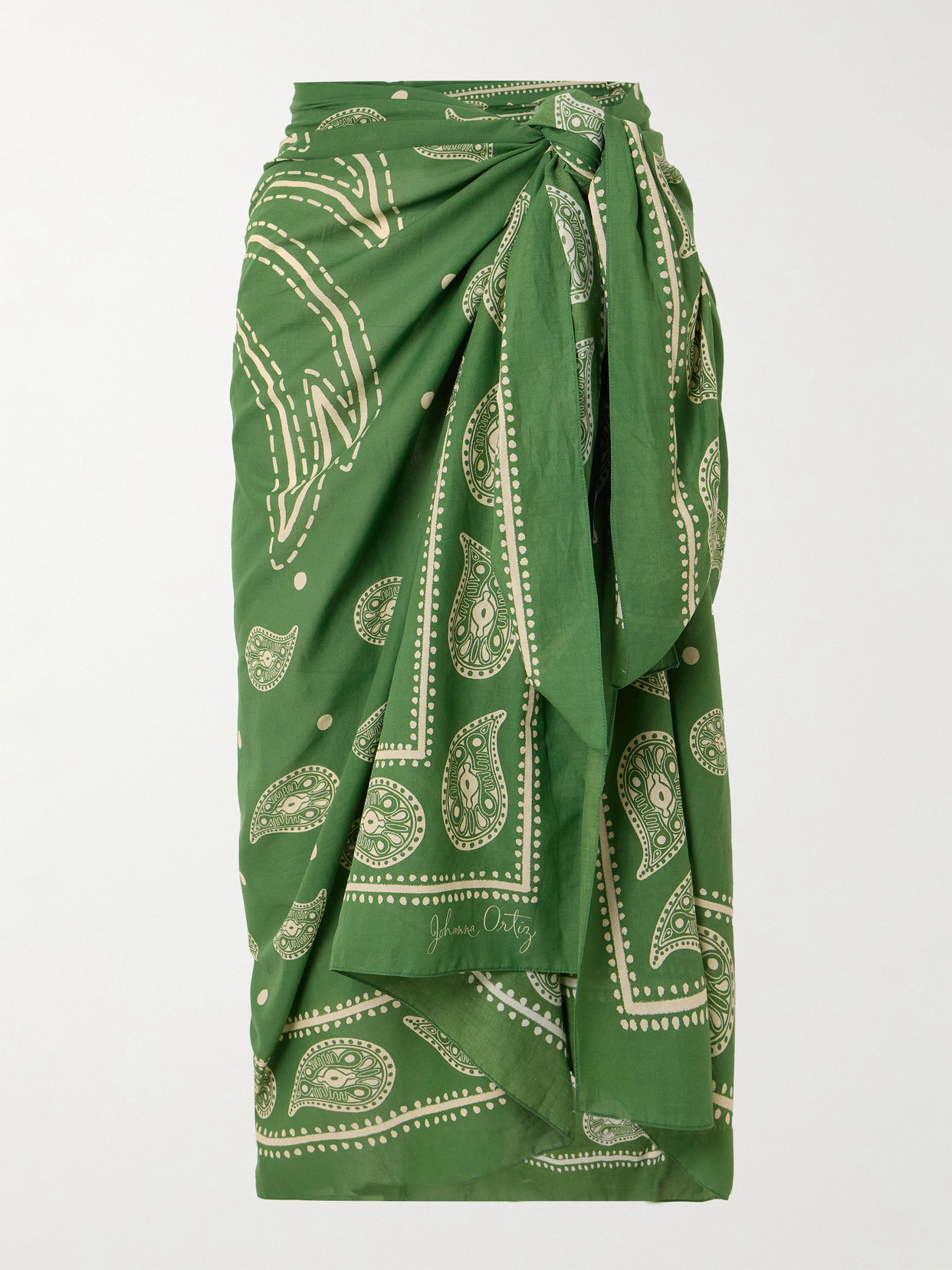 Johanna Ortiz Printed Cotton Pareo In Green