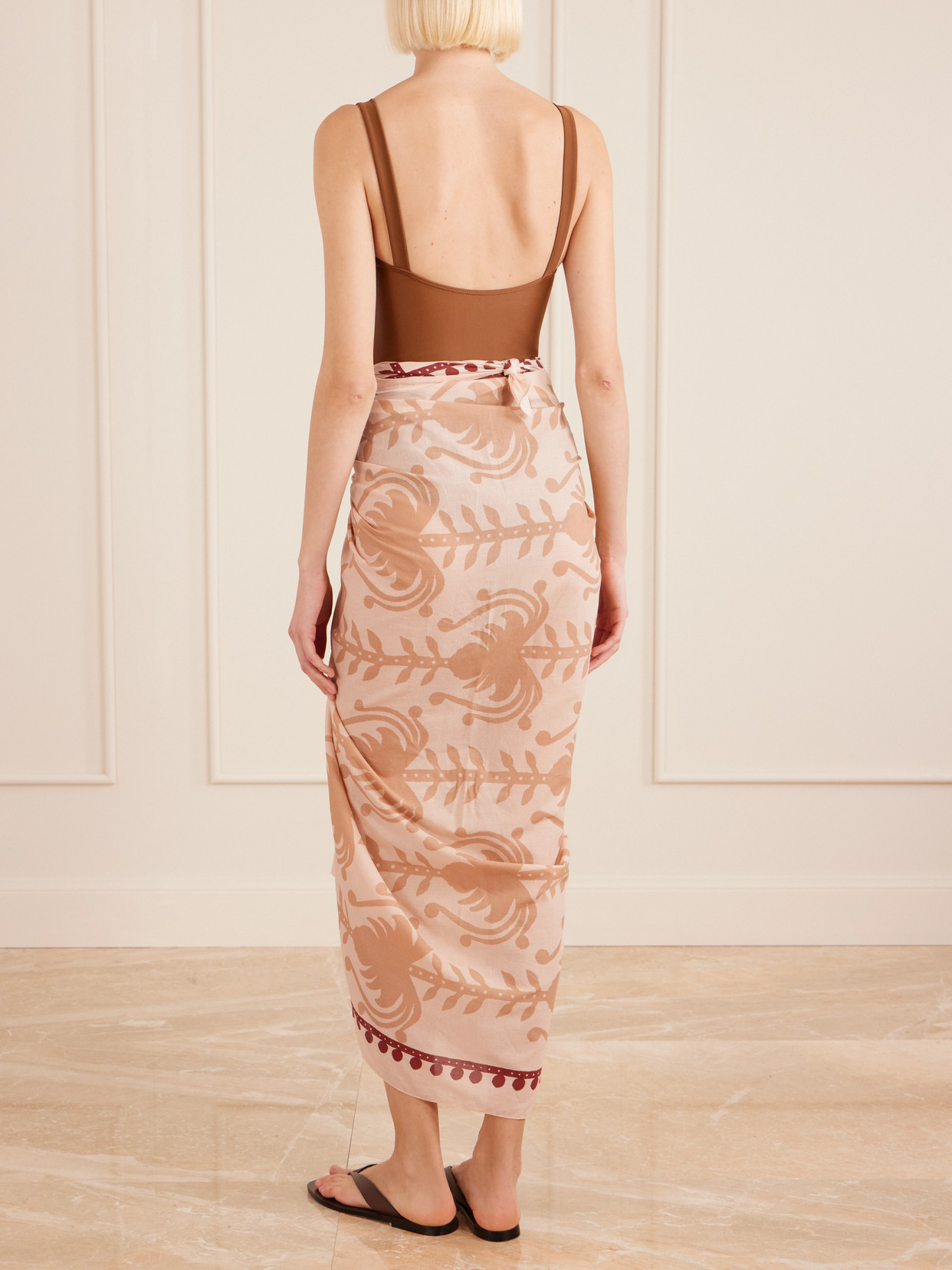 Johanna Ortiz Prismatic Flow Printed Cotton Pareo In Nude