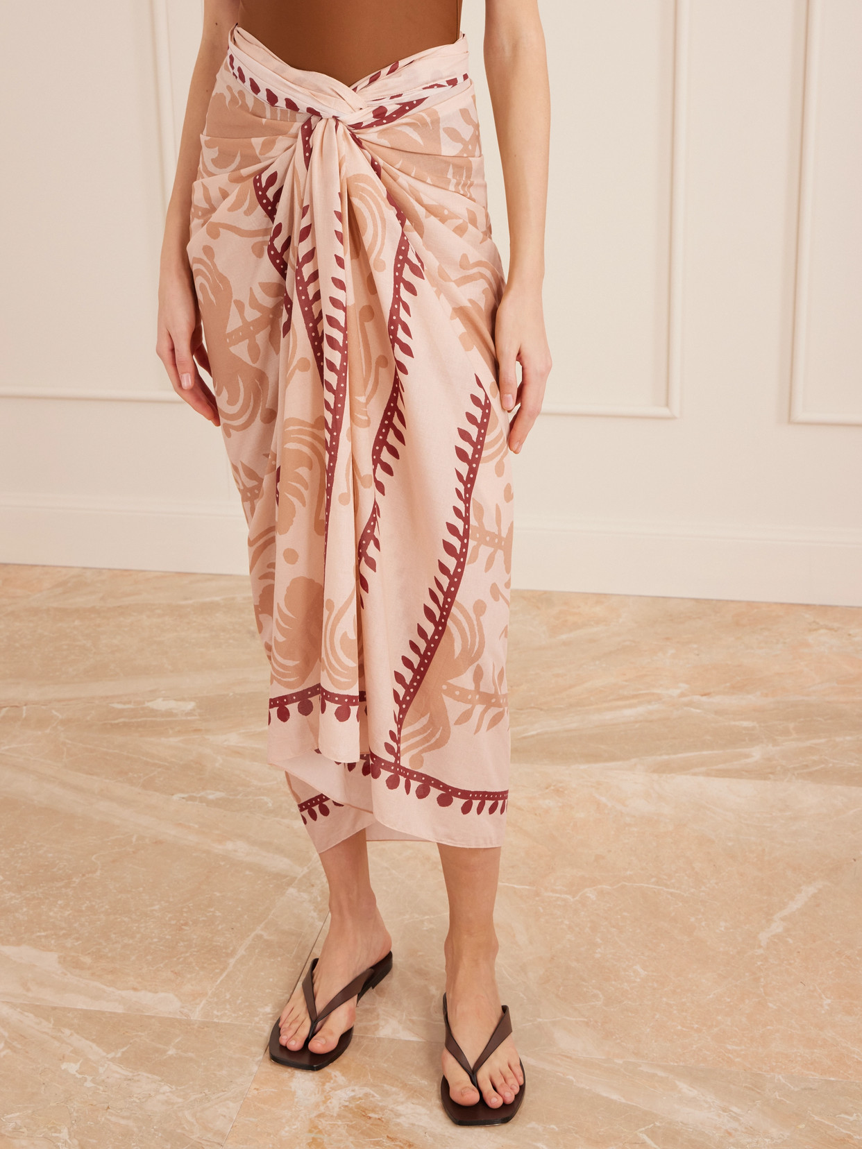 Johanna Ortiz Prismatic Flow Printed Cotton Pareo In Nude