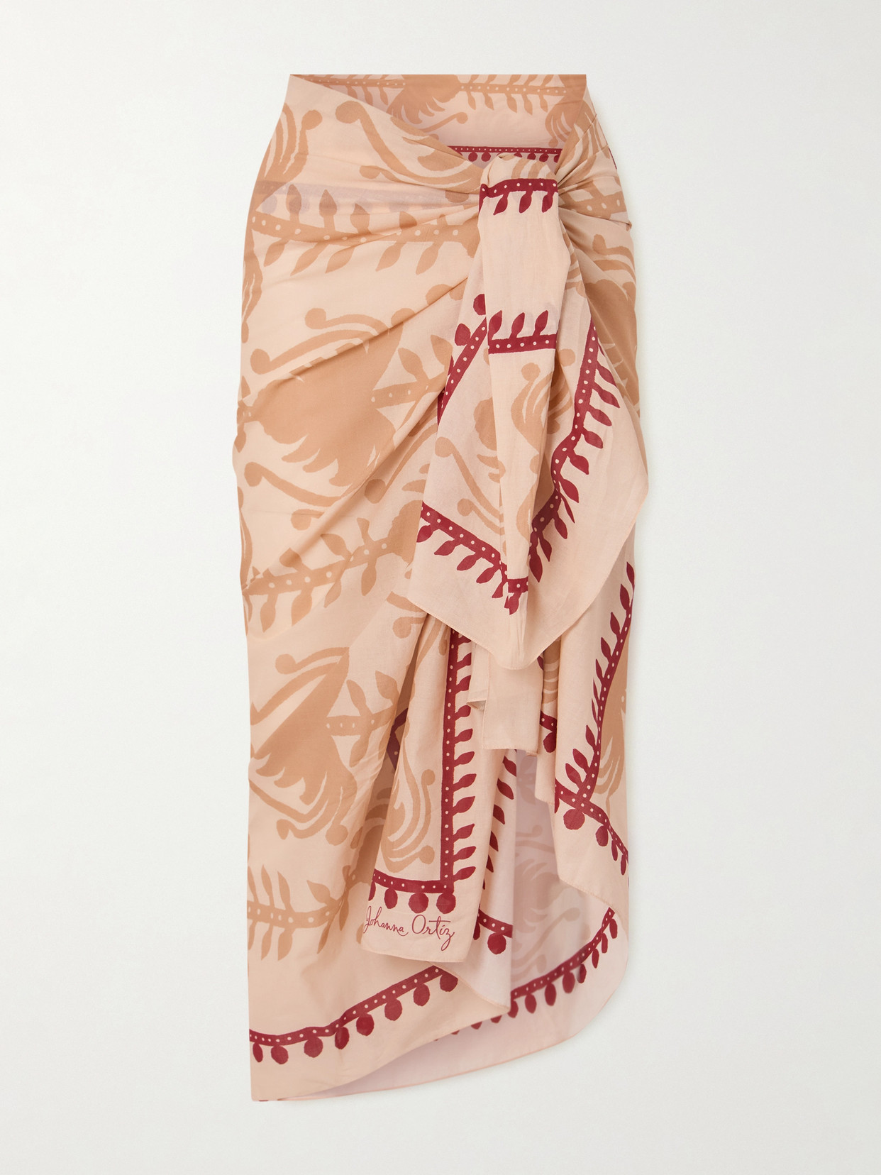 Johanna Ortiz Prismatic Flow Printed Cotton Pareo In Nude