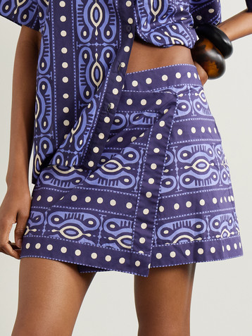 Johanna Ortiz Hunting Roots printed cotton mini wrap skirt